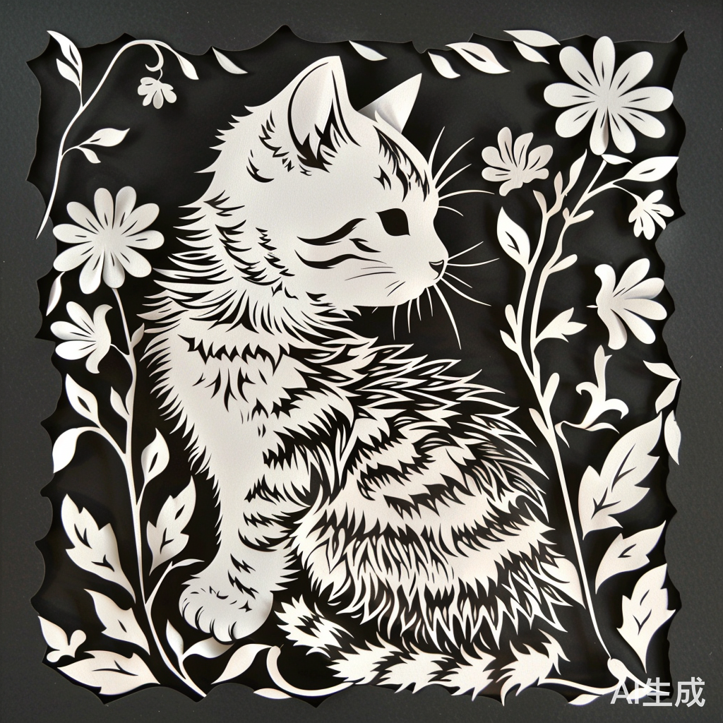 小猫剪纸