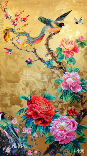 Colorful Chinese Style Painting: Meticulous Birds and Flowers