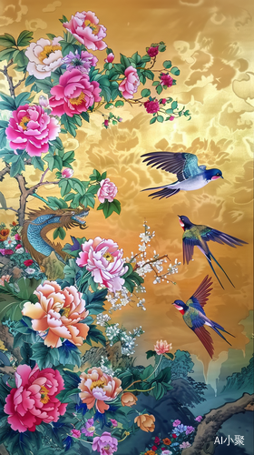 Colorful Chinese Style Painting: Meticulous Birds and Flowers