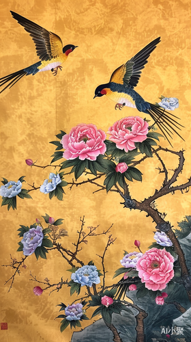 Colorful Chinese Style Painting: Meticulous Birds and Flowers