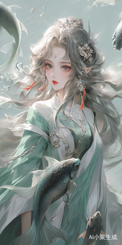 古风长发女子的精致细节和高清晰度
