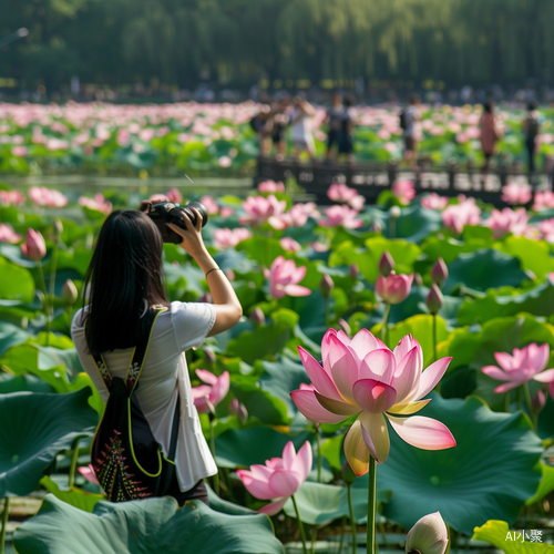 雨后莲花池公园：荷花盛开，人潮涌动