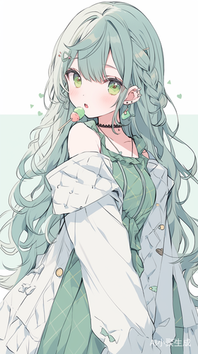 绿色长裙女性表情委屈