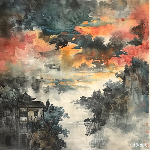 清晨告别白帝城，天空彩云缭绕