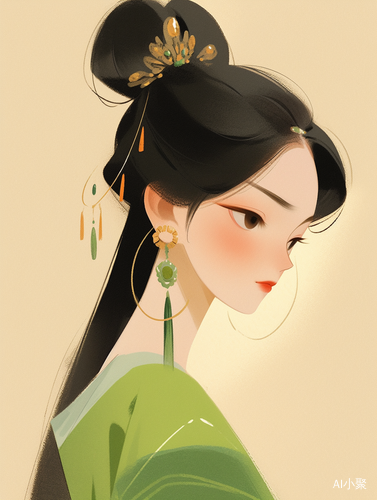 Minimalist Fashion Illustration of Tang Dynasty Girl