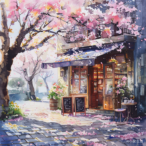 European-style Coffee Shop under Cherry Blossoms