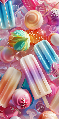 The entire screen is filled with ice cream, popsicles, refreshing and realistic.