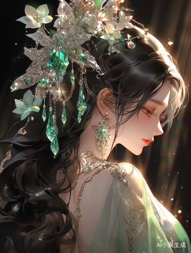 Masterpiece, masterpiece, white green orchids, icy, crystal clear, octane rendering, lighting art, low light photography, light particles, texture, complete details, ultra-high resolution, dreamy, rich colors, bright and elegant, 32k, Chinese style