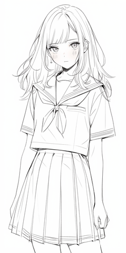 女学生校服正面全身像