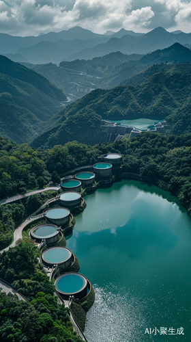 Aerial View of Luxury Heart-Shaped Reservoirs on Mountain Top