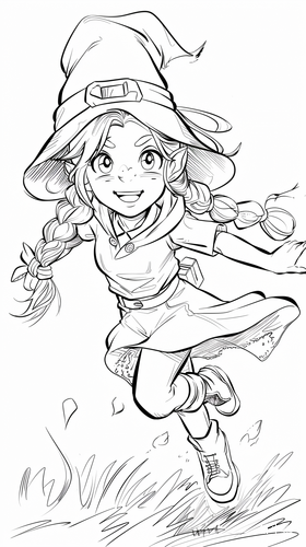 Chibi Toy Character: Girl Running in Wizard Hat