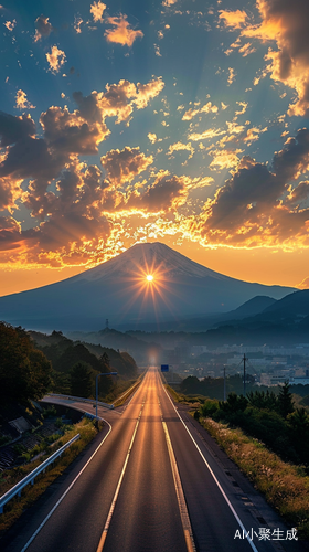 壮丽自然景观: 山峰日落余晖