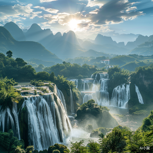 绚丽风景：层叠山川临瀑飞花