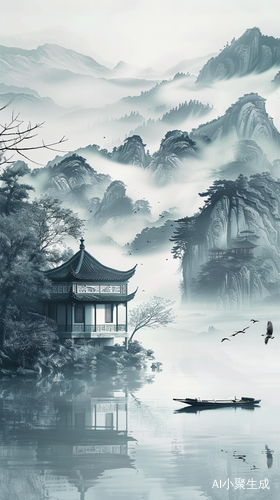 中国传统山水画：水墨丹青描绘东方山水