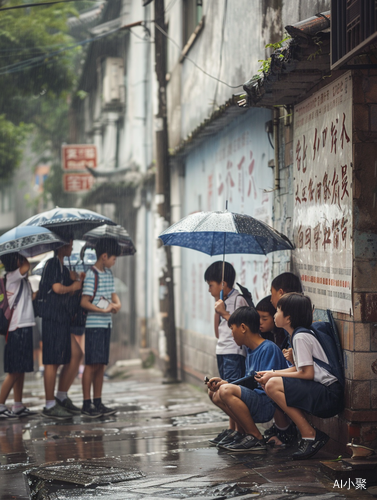 梧桐小巷的夏雨情