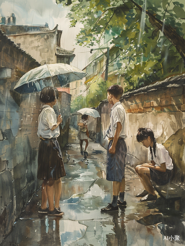 梧桐小巷的夏雨情