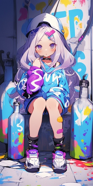 s.mj.runU_S-1SLXKe8 Graffiti illustration A cute girl, big eyes, long straight hair, full body, side, sleeveless purple top, blue shorts, yellow mid-calf boots, hands hanging at the sides of the body, cute, in a children's picture book style, bright colors, charming character illustrations, freshwater ink painting style, White background ar 3:4 sref s.mj.run96bkvINfZgM cref s.mj.runtBoLN1ZwLp0