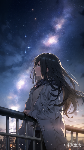 孤立高冷美女仰望星空
