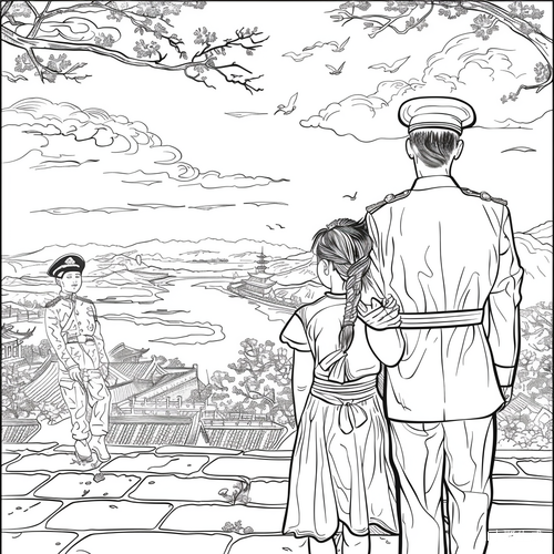 红色剪纸在长江畔，双宿双飞的军婚