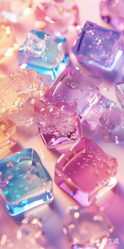 Vibrant Ice Cubes: Cute Cartoon Style Mobile Wallpaper