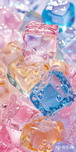Vibrant Ice Cubes: Cute Cartoon Style Mobile Wallpaper