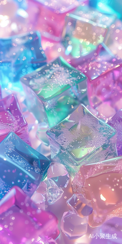 Vibrant Ice Cubes: Cute Cartoon Style Mobile Wallpaper