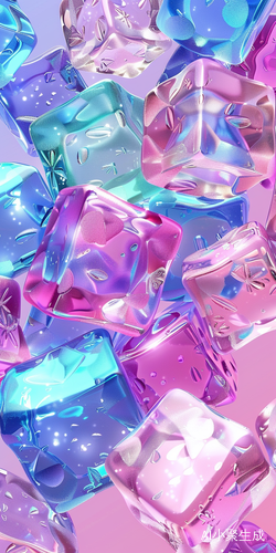 Vibrant Ice Cubes: Cute Cartoon Style Mobile Wallpaper