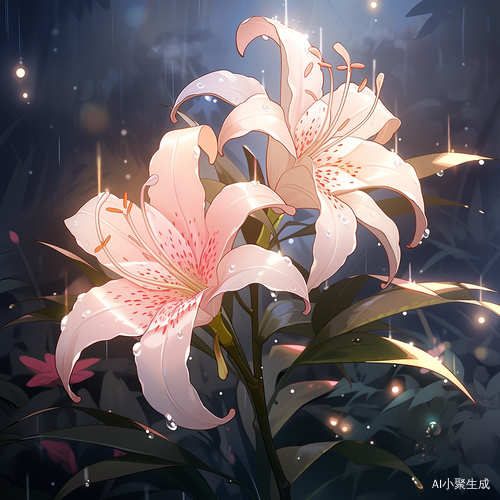 梦幻双色百合花花园景致