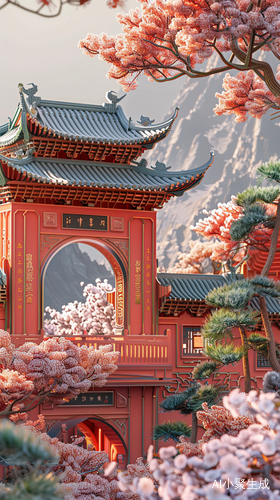 中国传统建筑与东方风景在3D浮雕中的多维剪纸艺术