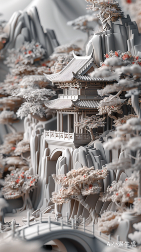 中国传统建筑与东方风景在3D浮雕中的多维剪纸艺术