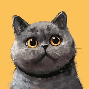 Fat and cute British Shorthaircat ,emoji, anthropomorphic style, Disney style,black strokes, different emotions, multiple possand expressions niji 5 cute style