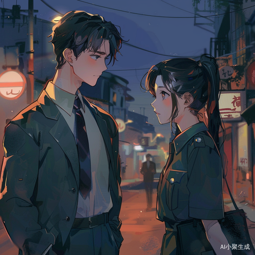街头偶遇：JK制服女孩与西装男的邂逅