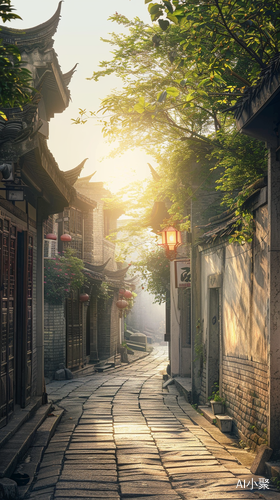 Charming Alley of Jiangnan with Antique Buildings