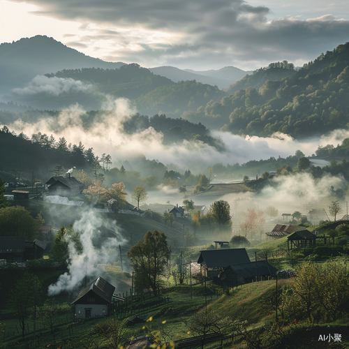 晨曦下的山村高清摄影