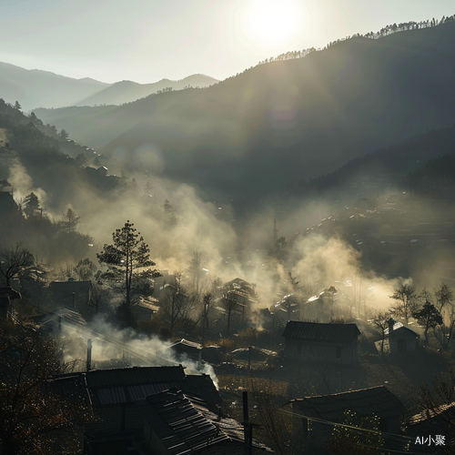 晨曦下的山村高清摄影