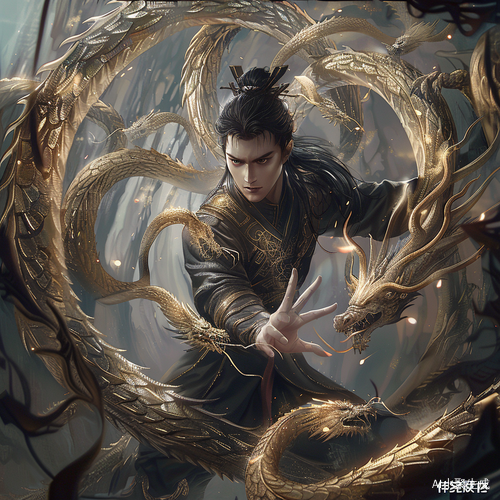 武侠写实风的男人与金龙