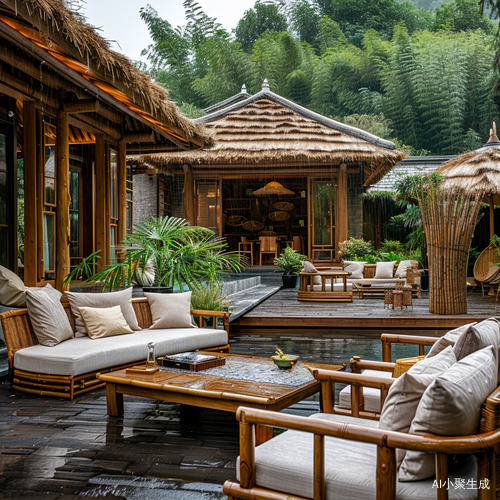 Tranquil Tea House in Rural China