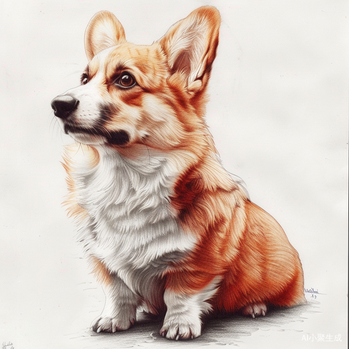 可爱柯基犬画作