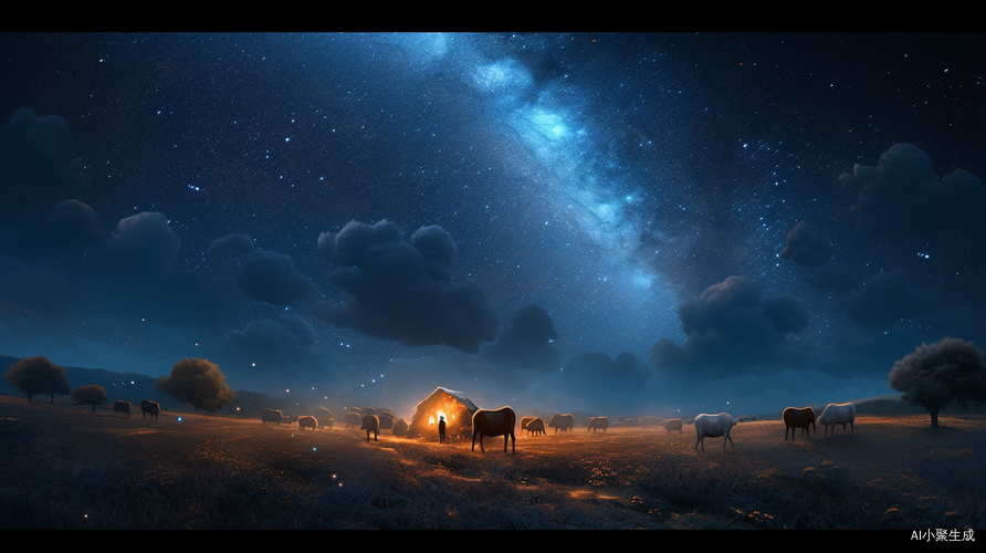 Astral Prairie Night in Ultra-wide Angle Photographic Style