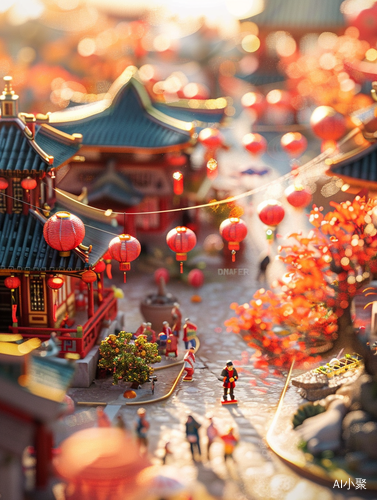 Miniature Clay Chinese New Year Town