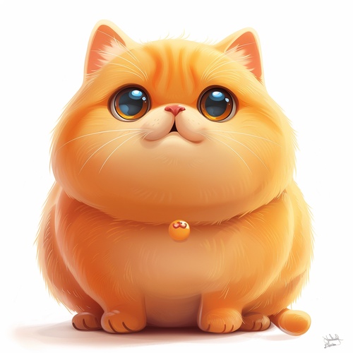 vector, in the style of kawaii, by Akira Toriyama, a fat Ginger kitten has a big head and chubby bady, full body, character pose sheet,white background, high quality, high details -ar 3:4 niji6