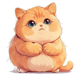 vector, in the style of kawaii, by Akira Toriyama, a fat Ginger kitten has a big head and chubby bady, full body, character pose sheet,white background, high quality, high details -ar 3:4 niji6