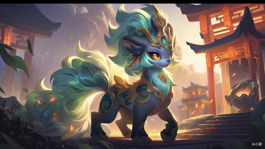 Fantasy Game Art of Magical Pony in Chinese Temple