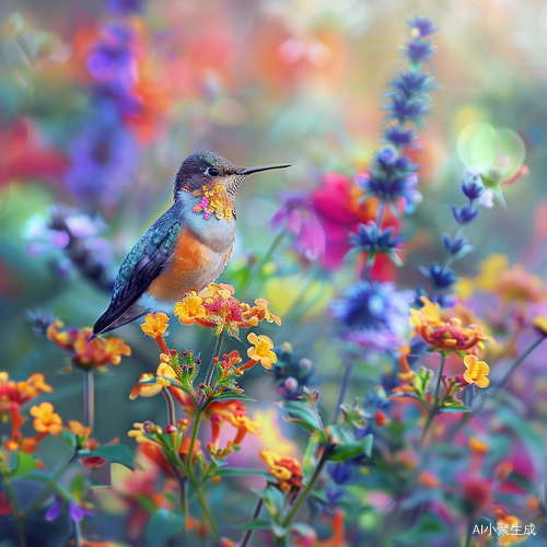 Vibrant Spring: A Captivating Bird in a Lush Garden