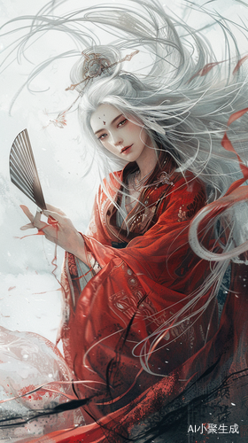 红绸仙子墨笔舞