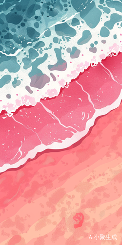 Pink Beach and Sea: Studio Ghibli-Inspired Illustration
