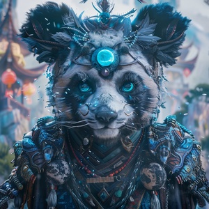 Mystical Cosmic Panda Bear Elf Dwarf Hybrid Creature