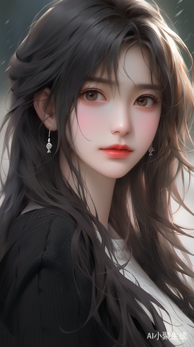 典雅女大学生的油画般美丽面庞