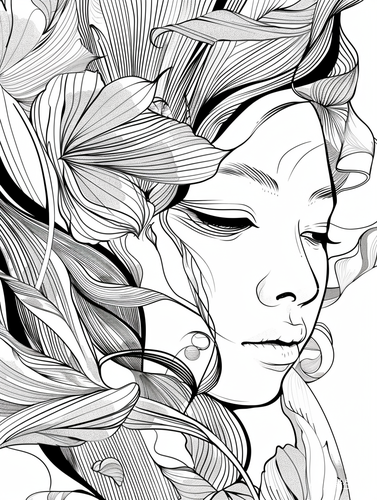 白描女性轮廓：中国电影海报封面抽象