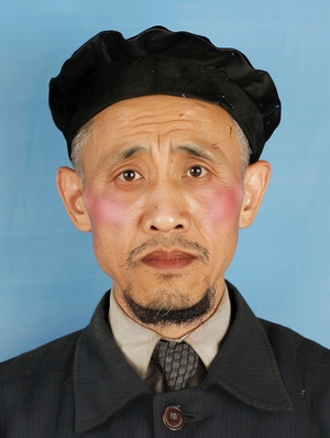 蓝底西装领带证件照